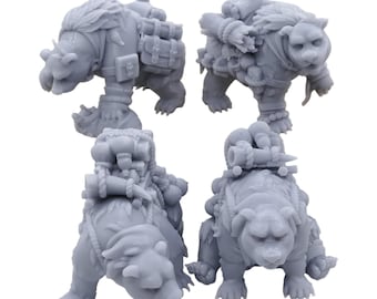 Grizzly Bear Companion Izzy Paintable Miniature Model for Tabletop RPGs Diorama Display