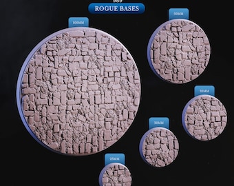 Stone Coble Rock Style Themed Paintable Miniature Model Bases Circle 25mm, 30mm, 35mm, 50mm -  Nightdagger Rogues