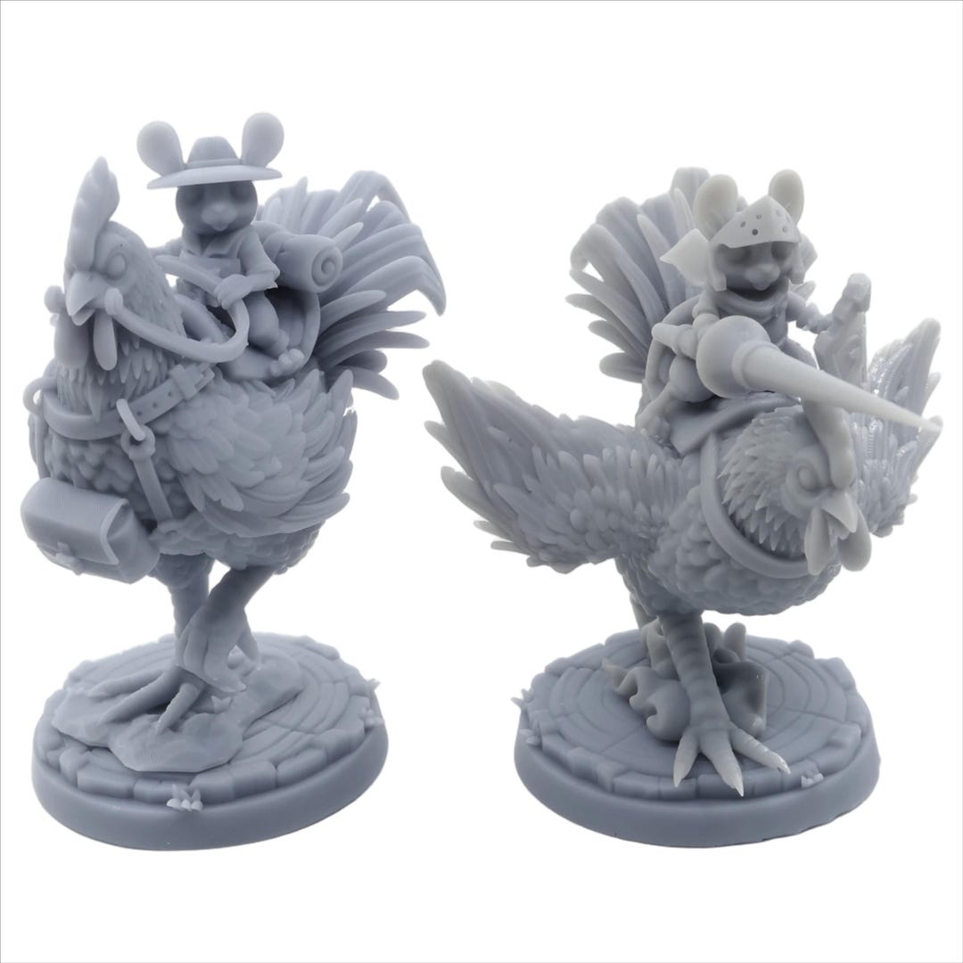 Rooster Riders Mouse Rooster Riders Knight Adventure Paintable Miniatures 3D Printed ...