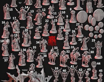 Complete Church of Wrath-collectie op 32 mm: fantasie, religieuze, ketterse cultus, overschilderbare miniaturen voor tafelspellen en diorama's