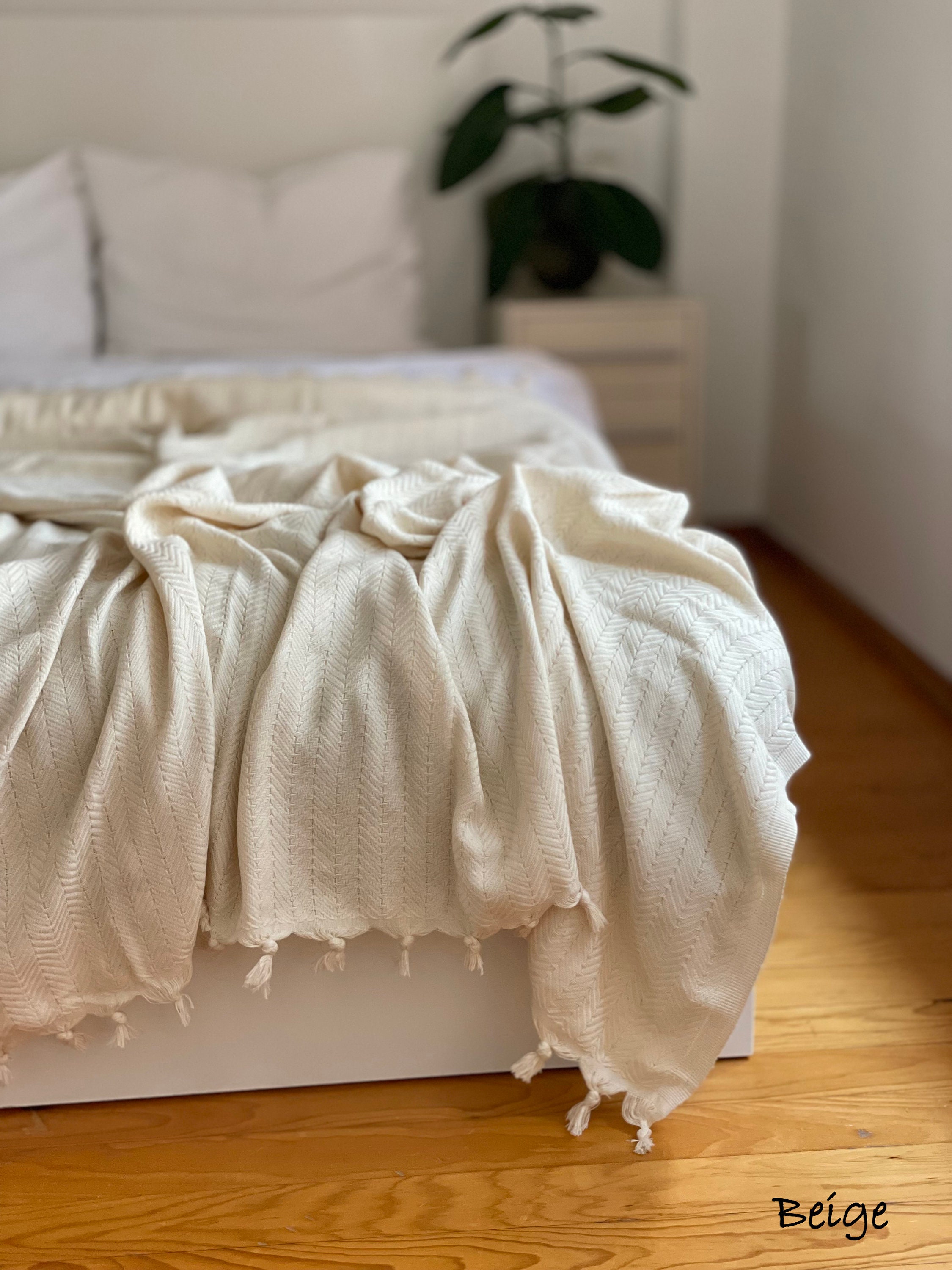 Couverture Douce d'été en Coton, Couvre-Lit Boho Cadeau de Demoiselle d'honneur Pour Chambre à Couch