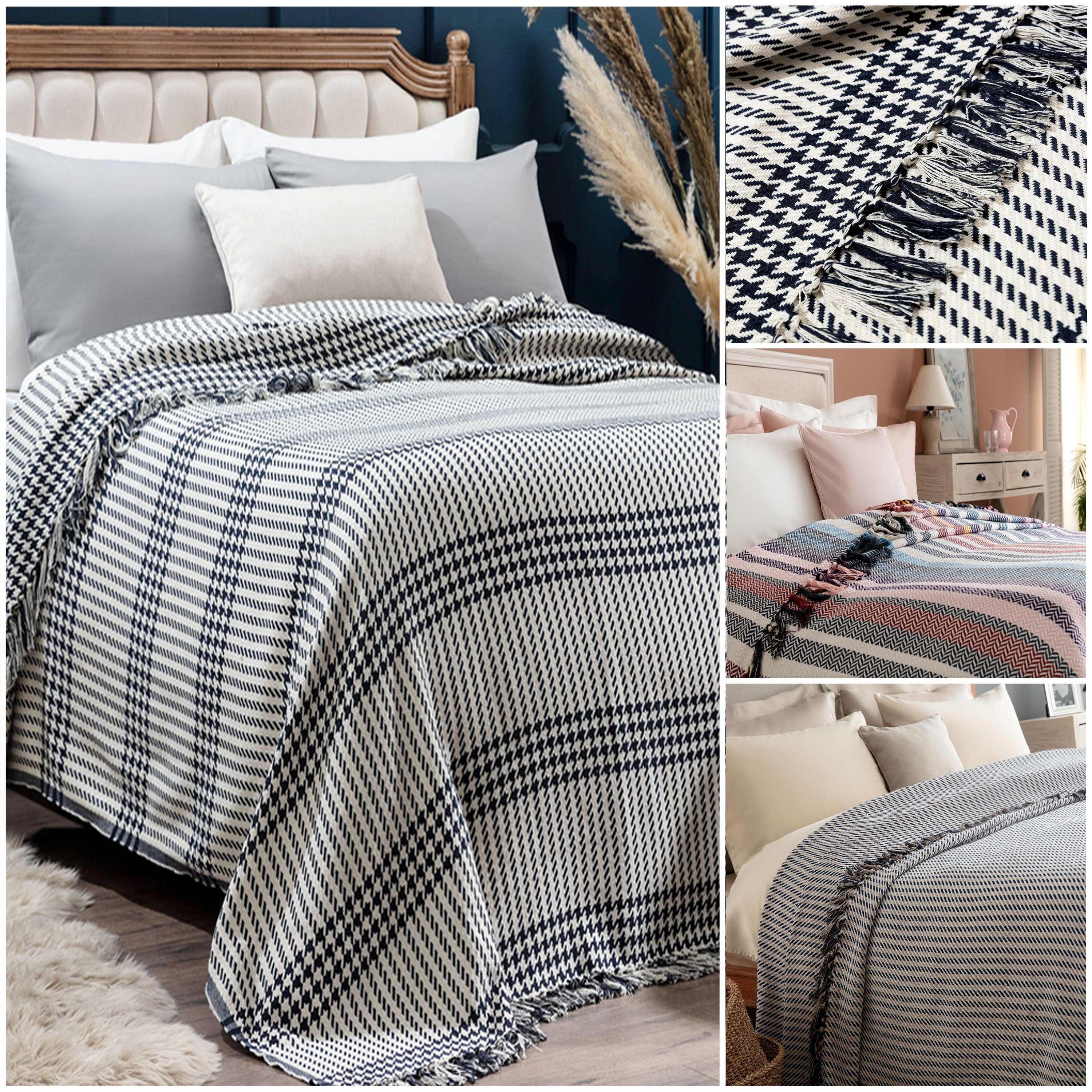 Cotton Woven Weighted Throw Blanket Bedspread King Size Etsy