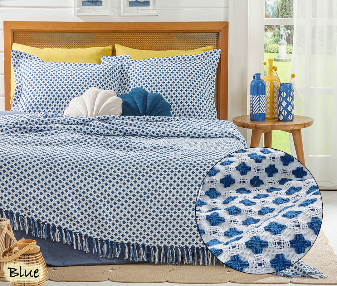 260x280cm Super King Size Blanket Pilow Set Beige Cotton Etsy