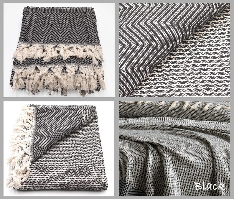 King Queen Throw Black Bedspread Throw Blanket Thin Light Etsy UK