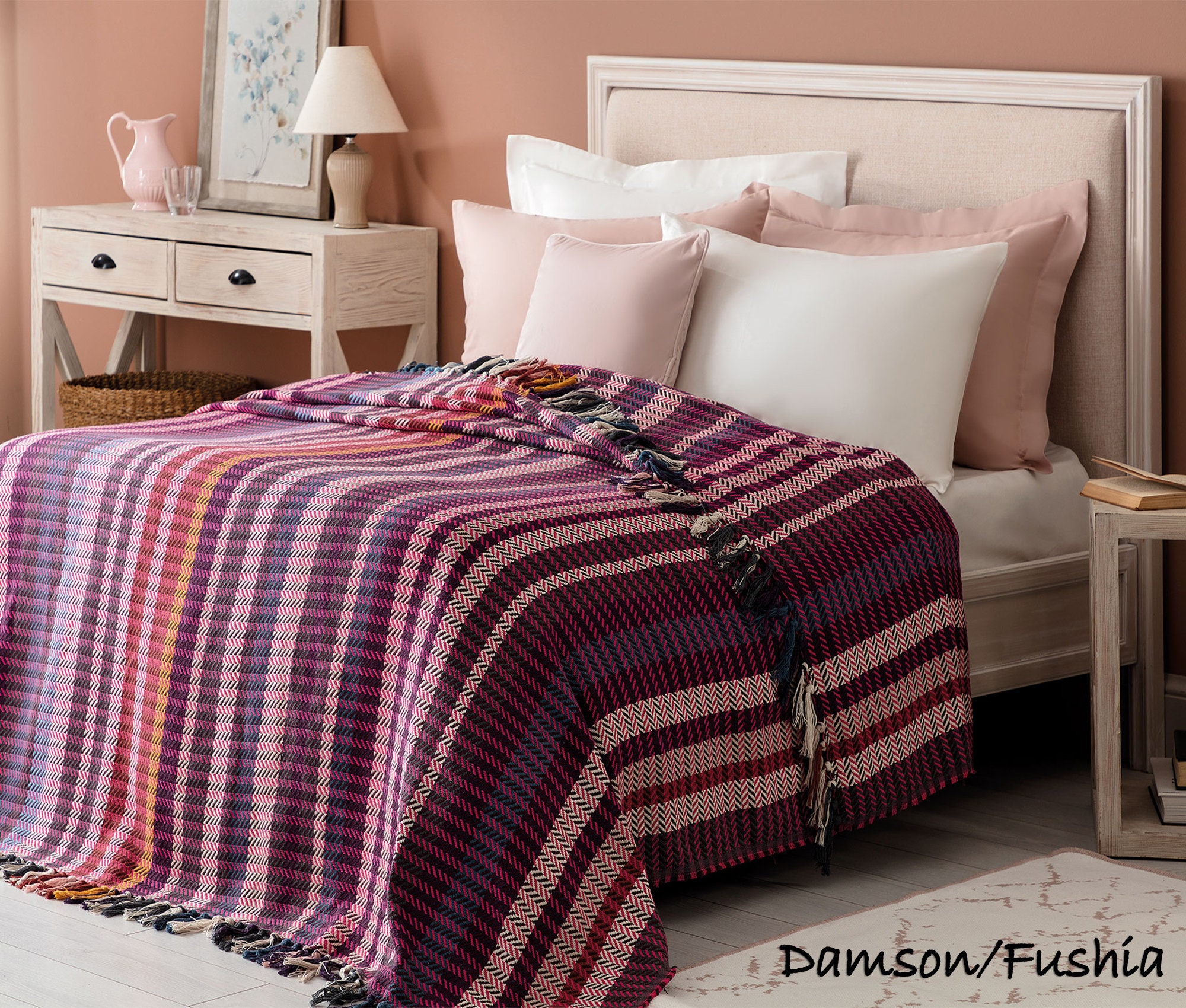 Heavy Cotton Woven Bedspread King Size Blanket bridesmaid Etsy