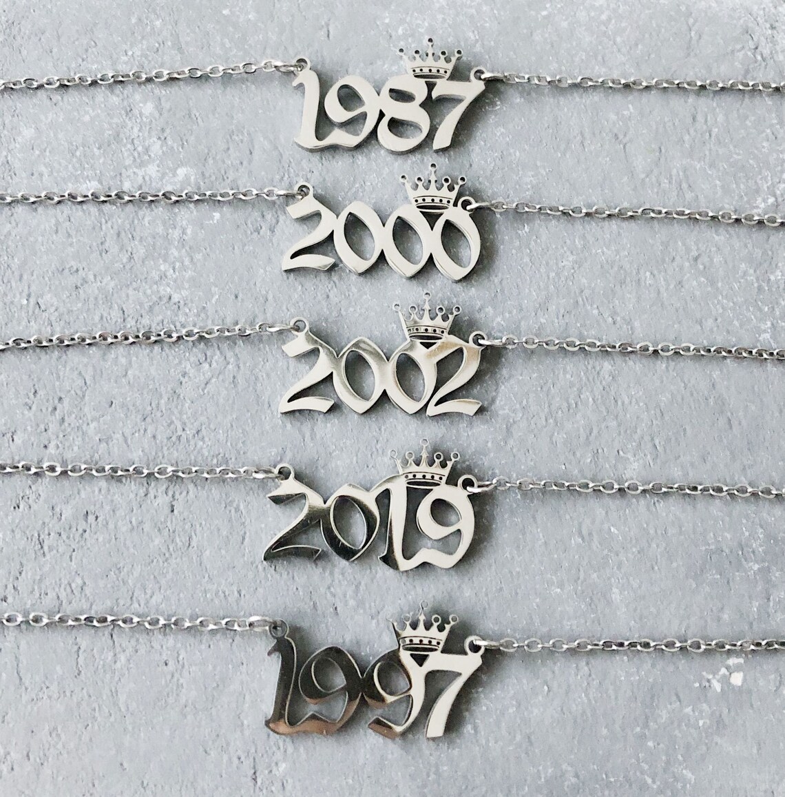 Silver Birth Year 1989 Necklace Etsy