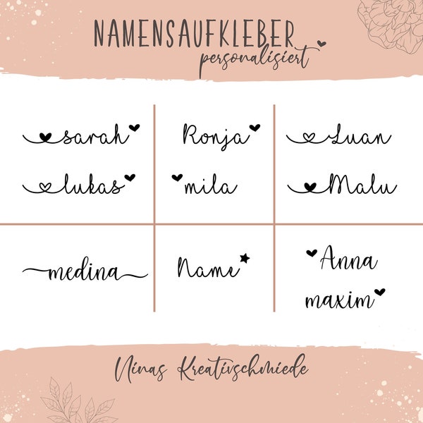 Namensaufkleber | Personalisiert und individuell für Hochstuhl, Auto, Bobbycar, Briefkasten, Möbel, Gläser, Holz, Kunststoff u.v.m.