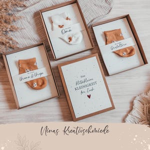 Geschenkschachtel mit Babysocken | Bärchen |  Schwangerschaft verkünden | ihr werdet Oma und Opa, Tante, Onkel