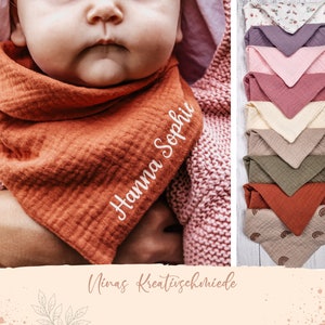 Muslin cloth personalized with name | Neckerchief for children/baby | Burp cloth | Triangle scarf