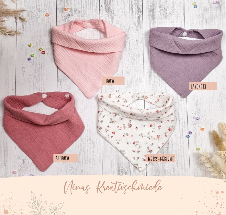 Muslin cloth personalized with name Neckerchief for children/baby Burp cloth Triangle scarf image 4