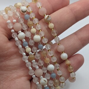 Minimalistic Beaded Bracelets | Stretch Bracelet Set | Gemstone Bracelets | Clear Quartz Bracelet Set
