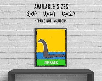 Loch Ness Monster Illustrated Art Print