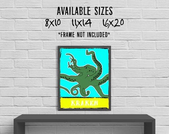 Kraken Illustrated Art Print