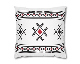 Polyester square Kabyle jewel pillowcase for AMAZIGH decoration. Kabyle Amazigh carpet pattern - Spun Polyester Square Pillowcase