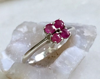 Natural Ruby Gemstone Ring Sterling Silver 925 Ring Handmade Silver Ring Statement Ring Everyday Ring Birthday Gift For Her July Birthstone