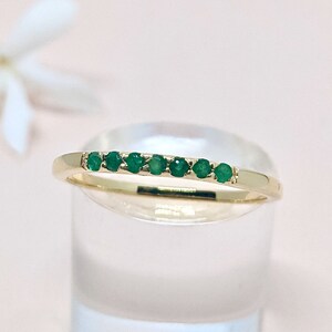 14k Gold Emerald Ring Stackable Ring Minimal Gold Ring Fine Dainty Ring Solid Gold Ring May Birthstone Ring Birthday Gift Anniversary Gift