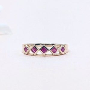 14k Gold Ruby Ring Baguette Ruby Stackable Ring Art Deco Gold Ring Fine Dainty Ring Solid Gold Ring July Birthstone Ring Anniversary Gift