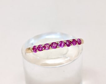 14k Gold Ruby Half Eternity Ring, July Birthstone