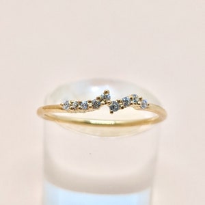 14k Gold Diamond Ring Cluster Diamond Art Deco Gold Ring Fine Dainty Cluster Ring Solid Gold Ring April Birthstone Ring Wedding Gift For Her