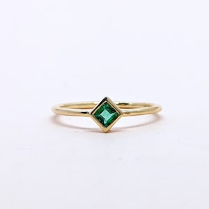 14k Gold Emerald Ring Baguette Ring Stacking Ring Art Deco Ring Fine Emerald Ring Solid Gold Ring May Birthstone Anniversary Gift For Her