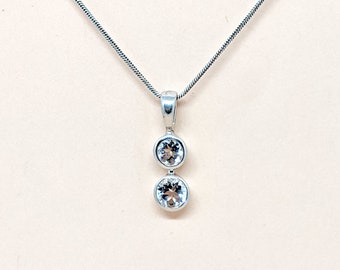 Handgemachter Art Deco Weißer Topas Anhänger, 925 Sterling Silber