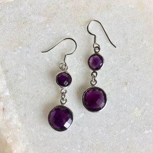Natural Amethyst Earrings 925-Sterling Silver Earrings, Drop and Dangle Earrings Handmade Boho Earrings February Birthstone Gift For Her