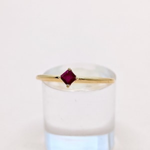 14k Gold Ruby Ring Stackable Ring Art Deco Ring Baguette Ring Fine Dainty Ring Everyday Solid Gold Ring July Birthstone Wedding Gift For Her