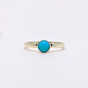 14k Gold Turquoise Stackable Ring Minimal Gold Ring Fine Dainty Ring Solid Gold Ring December Birthstone Ring Anniversary Gift For Her