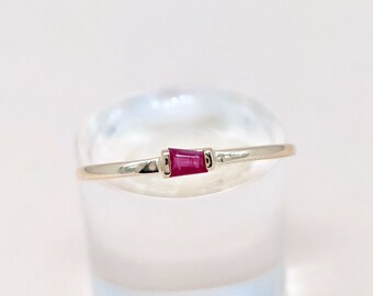 14k Gold Ruby Ring Baguette Ring Stacking Ring Art Deco Ring Tiny Ruby Ring Bezel Ring Gold Trendy Ring July Birthstone Ring Wedding Gift