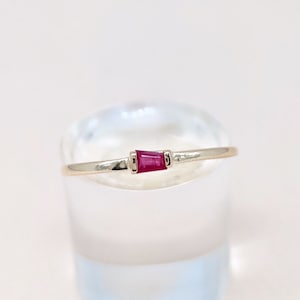 14k Gold Ruby Ring Baguette Ring Stacking Ring Art Deco Ring Tiny Ruby Ring Bezel Ring Gold Trendy Ring July Birthstone Ring Wedding Gift
