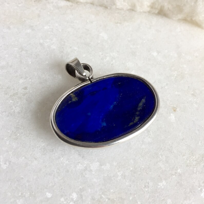 Natural Lapis Lazuli Silver Pendant 925 Sterling Silver Blue Big Gemstone Everyday Pendant Handmade Pendant Statement Pendant Gift For Her