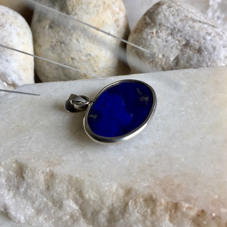 Natural Lapis Lazuli Silver Pendant 925 Sterling Silver Blue Big Gemstone Everyday Pendant Handmade Pendant Statement Pendant Gift For Her