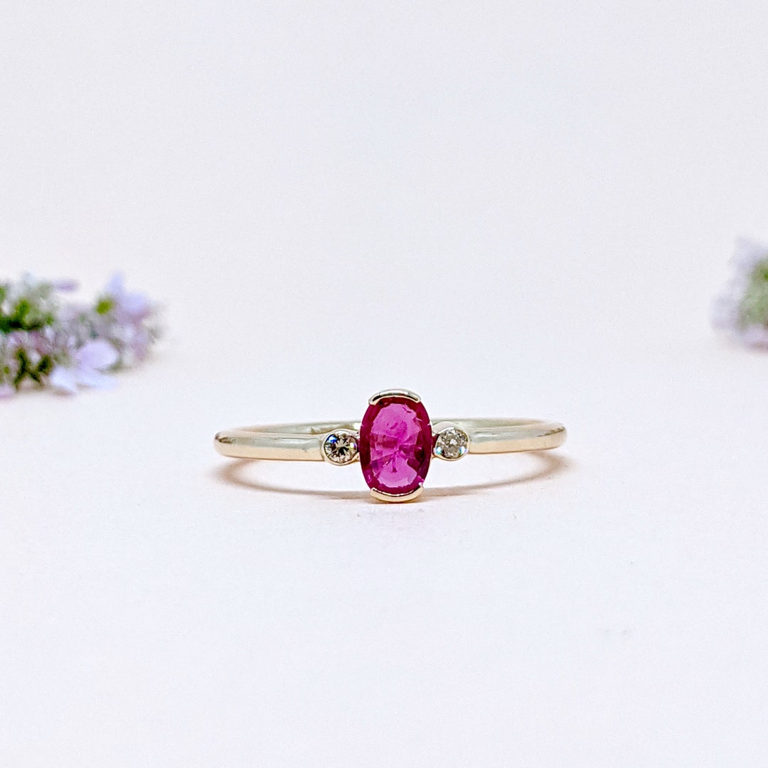 handmade ruby stone stacking ring delicate... 14k Gold Ruby Diamond Ring Art Deco Stacking Gold Ring Dainty Fine Ruby ...