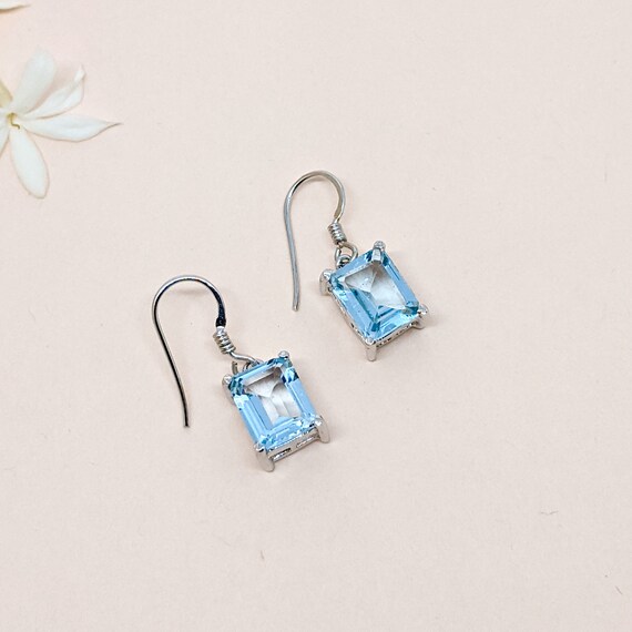 Boucles D'oreilles Topaze Sky En Argent Massif 925 - Puces à Clous, Neuves Avec étiquettes
