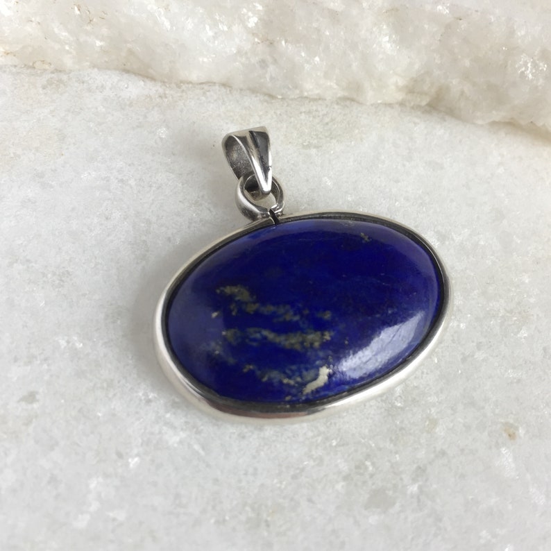 Natural Lapis Lazuli Silver Pendant 925 Sterling Silver Blue Big Gemstone Everyday Pendant Handmade Pendant Statement Pendant Gift For Her