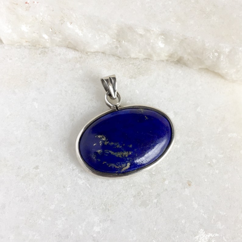 Natural Lapis Lazuli Silver Pendant 925 Sterling Silver Blue Big Gemstone Everyday Pendant Handmade Pendant Statement Pendant Gift For Her