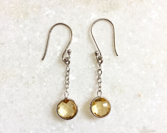 Handmade Yellow Topaz Earrings, 925 Sterling Silver Dangle Earrings
