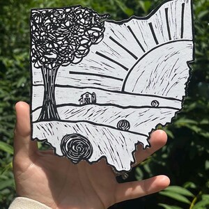 Ohio Fields - Original Limited Edition Lino Print, Handmade, Linocut Print, Hand Printed, Nature Print