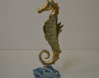 19cm Crystal and Bronze Seahorse