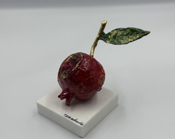 Bronze Pomegranate with marble base