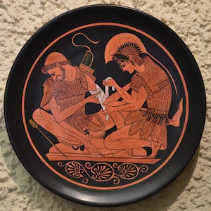 古代ギリシャ風女性陶　作者刻印あり 古代ギリシャの花瓶のレプリカ - 黒像式パナシナイコアンフォラ