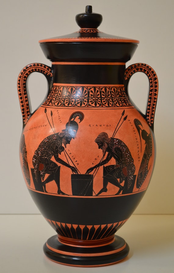 Greek Pottery Hand Made Replica Black Figure Achilles and Etsy