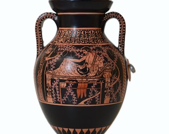 Bilingual Amphora, Greek pottery, Red and black Figure, Hand made replica