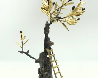 Golden Bronze Olive Tree with Ladder