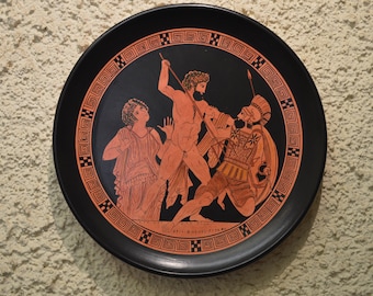 Greek Pottery, Hand made replica, Red Figure Wall Plate, Battle of the Giants