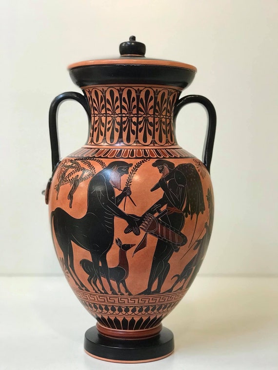 Buy Greek Pottery Hand Made Replica Black Figure Amphora the Olive Harvest Online in India Etsy