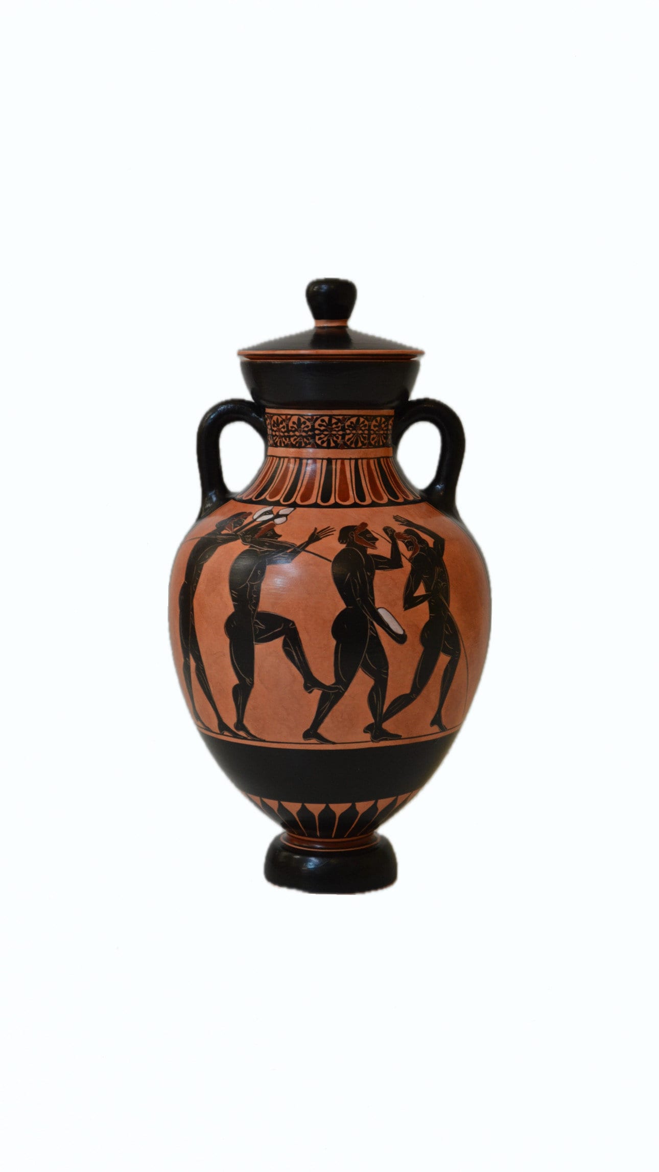 26cm Panathenaic Amphora, Black figure, ancient Athenian trophies