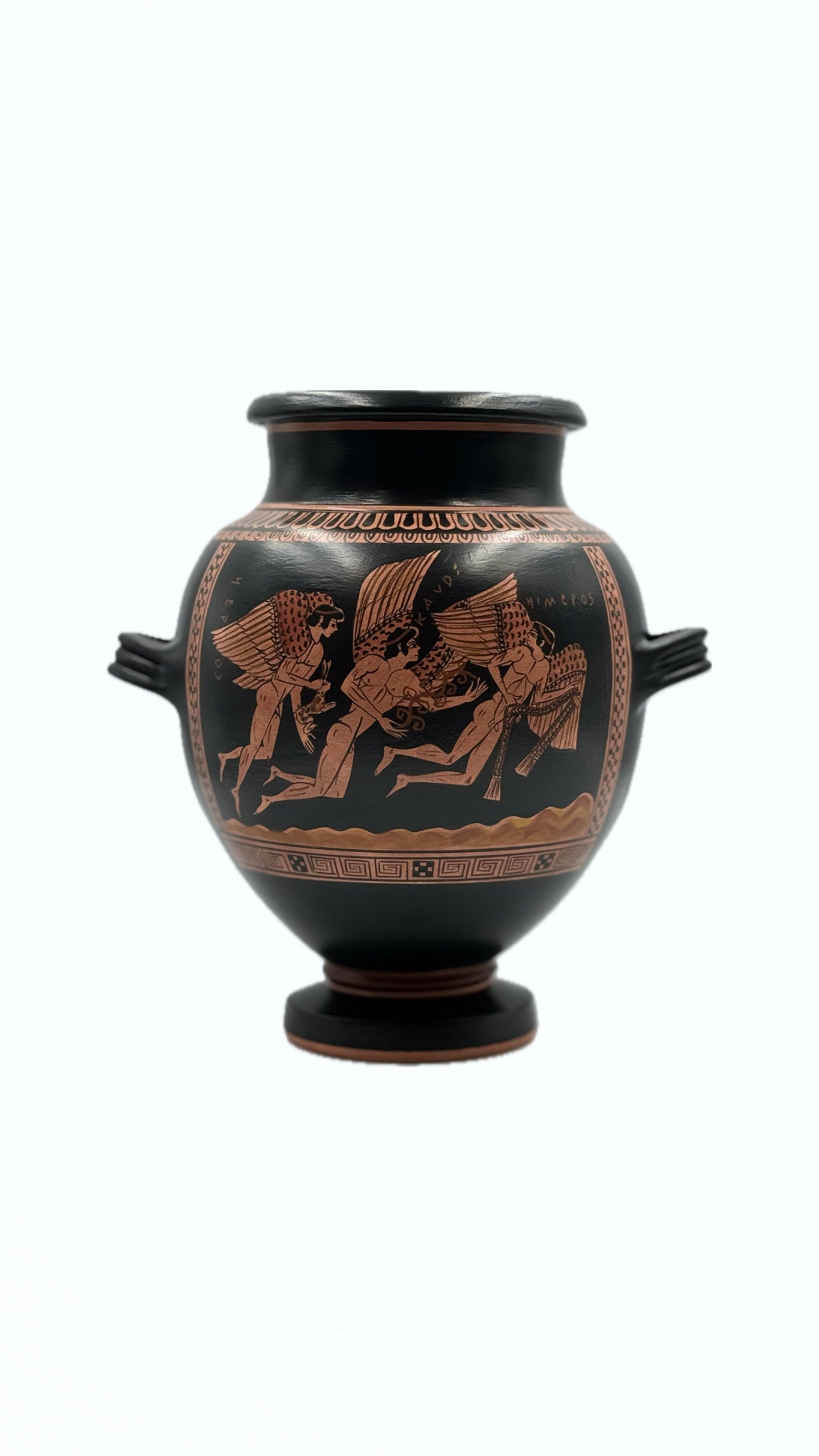 ギリシャ陶器、手作りレプリカ、赤絵式スタムノス、オデュッセウスと 