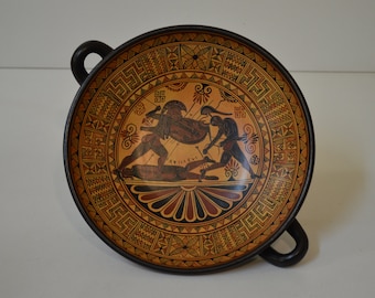 Greek Pottery, Hand made replica, Kylix, The Fate of Achilles