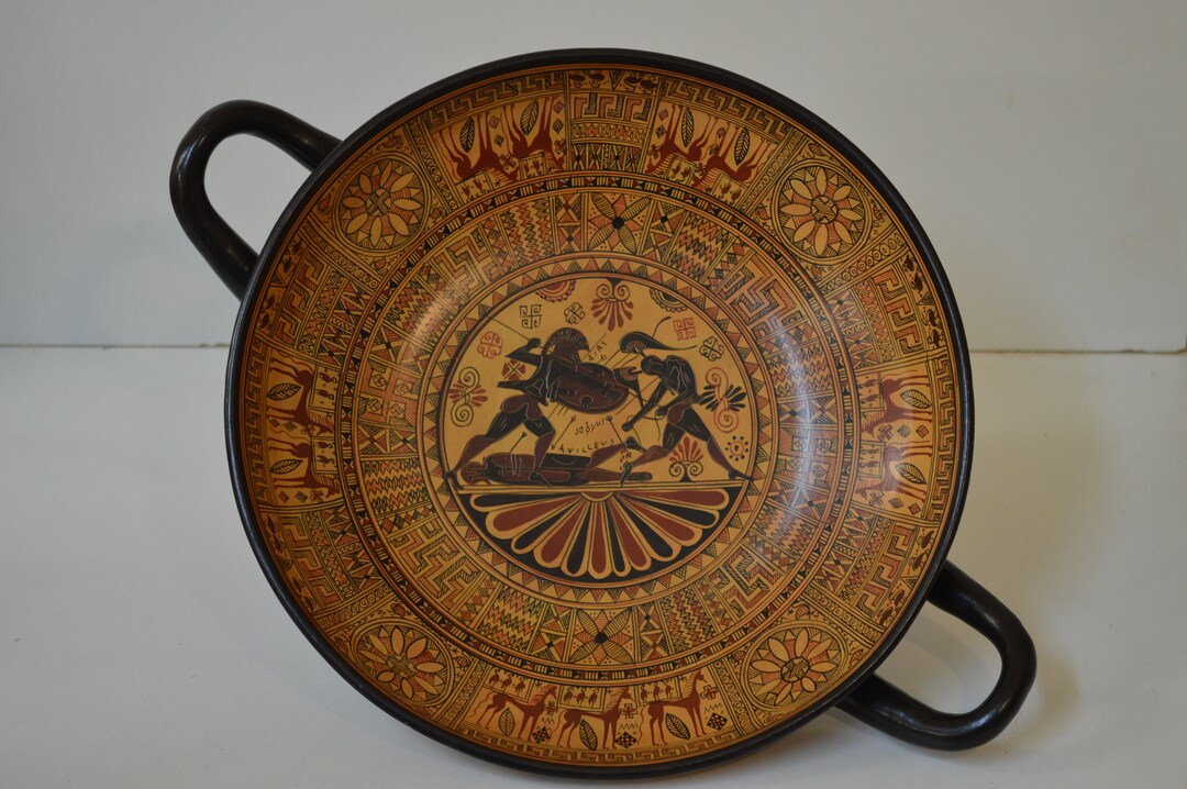 ギリシャ陶器、手作りレプリカ、キュリックス、トロイの戦い